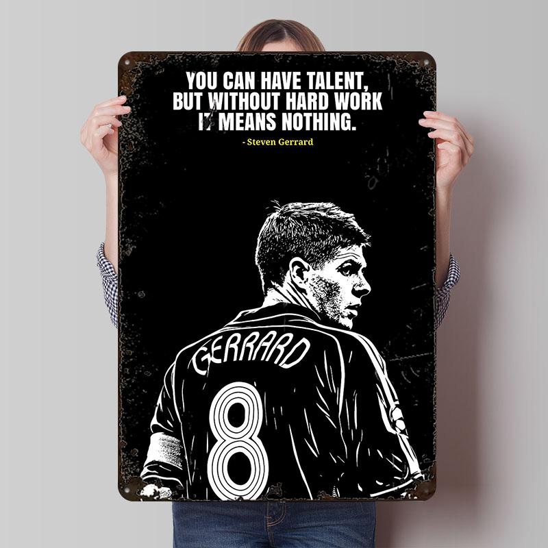 Retro Poster Gaming - Poster Logam Kutipan Steven Gerrard Seni
