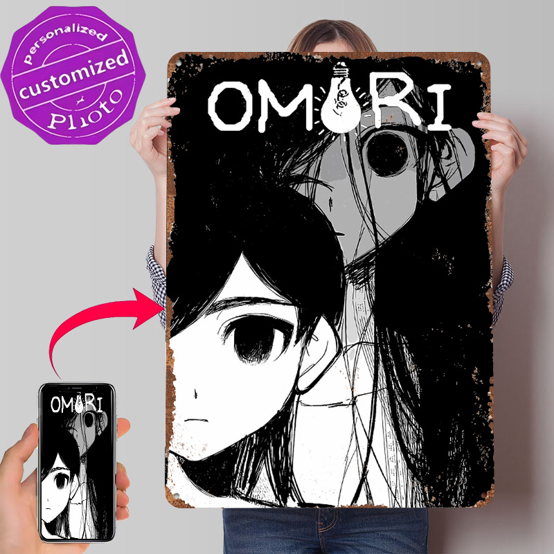Retro Poster Gaming - Poster Logam Seni Judul Game Omori,