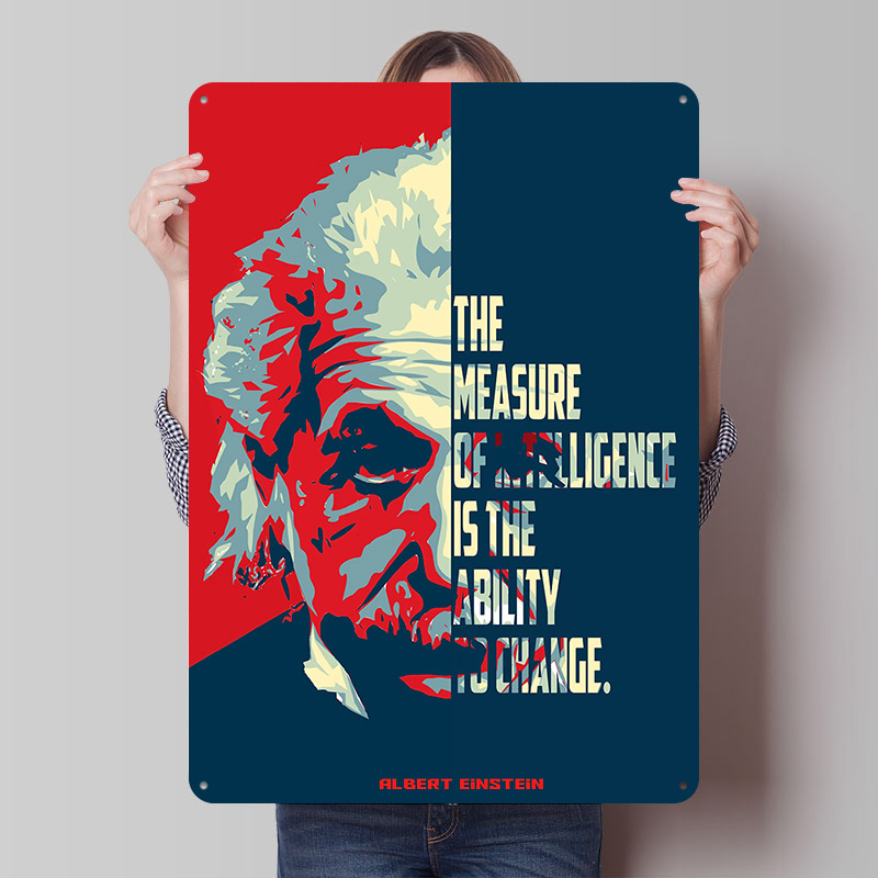 Retro Poster Gaming - Poster Kaleng Berisi Kutipan Albert Einstein,