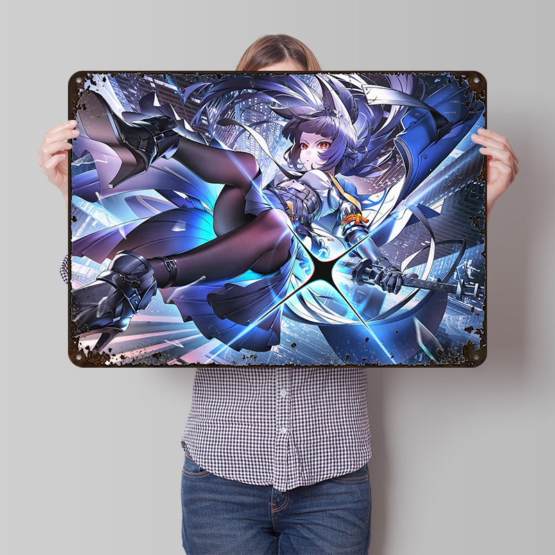 Retro Poster Gaming - Poster Logam Hoshimi Miyabi Zenless Zone