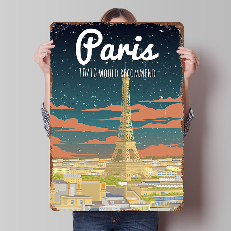 Retro Gaming Paris - Poster Perjalanan Menara Eiffel Paris, Papan
