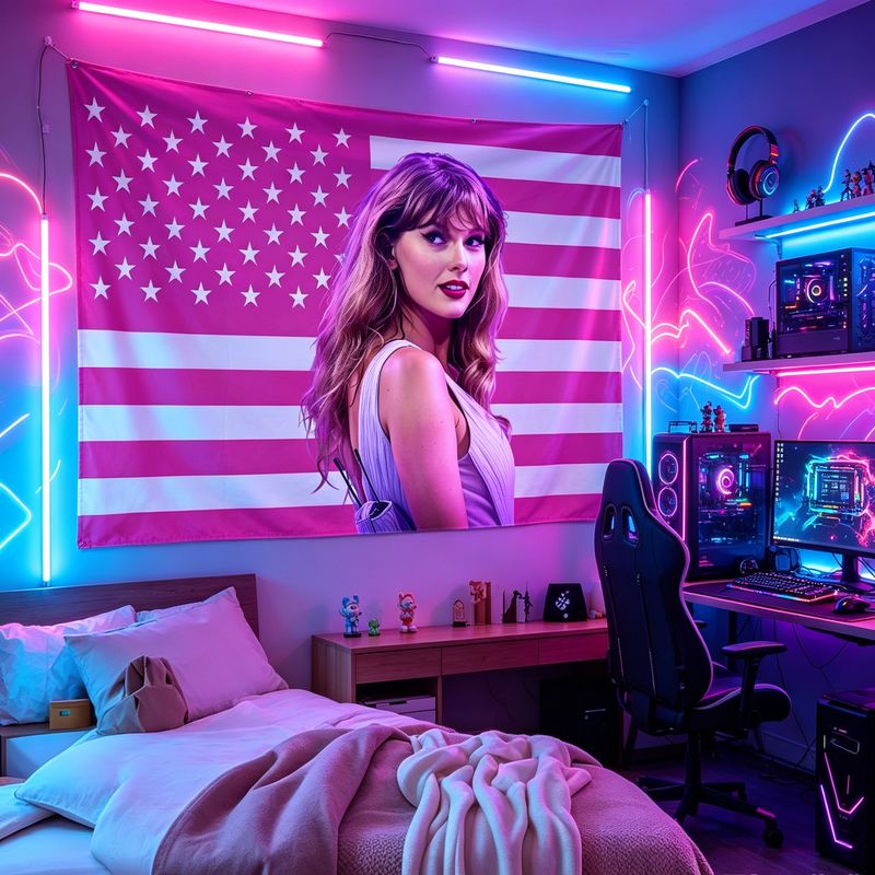 Retro Gaming Art - VIKAMA Permadani Cetak Penyanyi Wanita Bendera