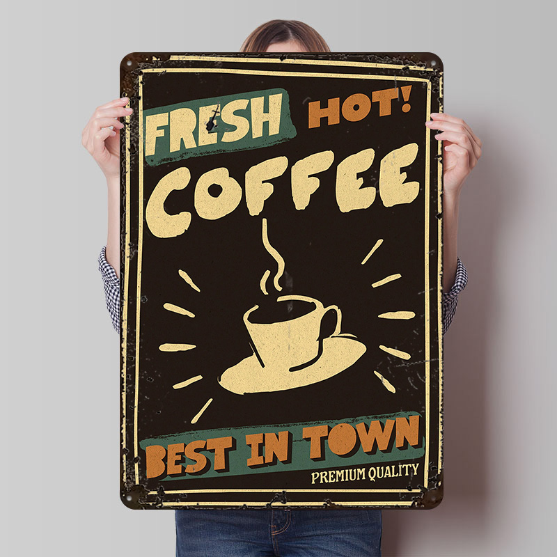 Retro Gaming Shops - Poster Vintage Kedai Kopi, Papan Logam