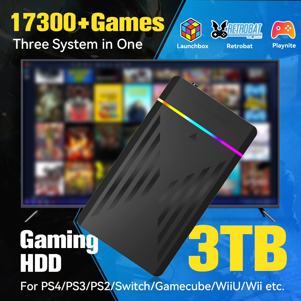 Retro Gaming Kiosk - HDD Gaming portabel 3TB, konsol Game