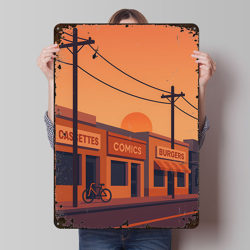 Poster Cetak Jalanan Sunset de - Retro Gaming Shops ulasan dan harga