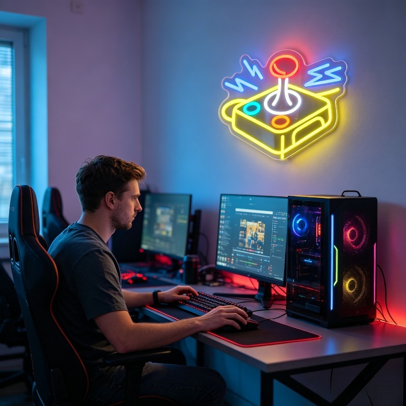 Lampu Neon LED Joystick Arcade - Retro Gaming Art ulasan dan harga