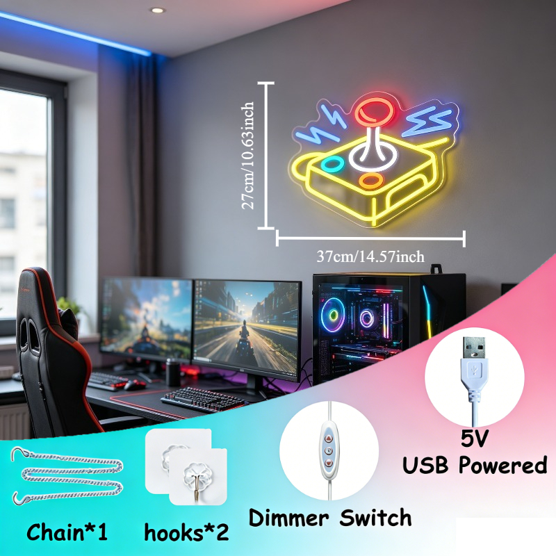 Lampu Neon LED Joystick Arcade - Retro Gaming Art ulasan dan harga